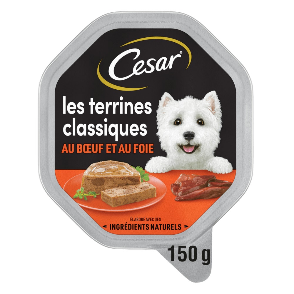 CESAR® Barquettes - Les Terrines Classiques Au Boeuf Savoureux Et Au Foie 150g - 1