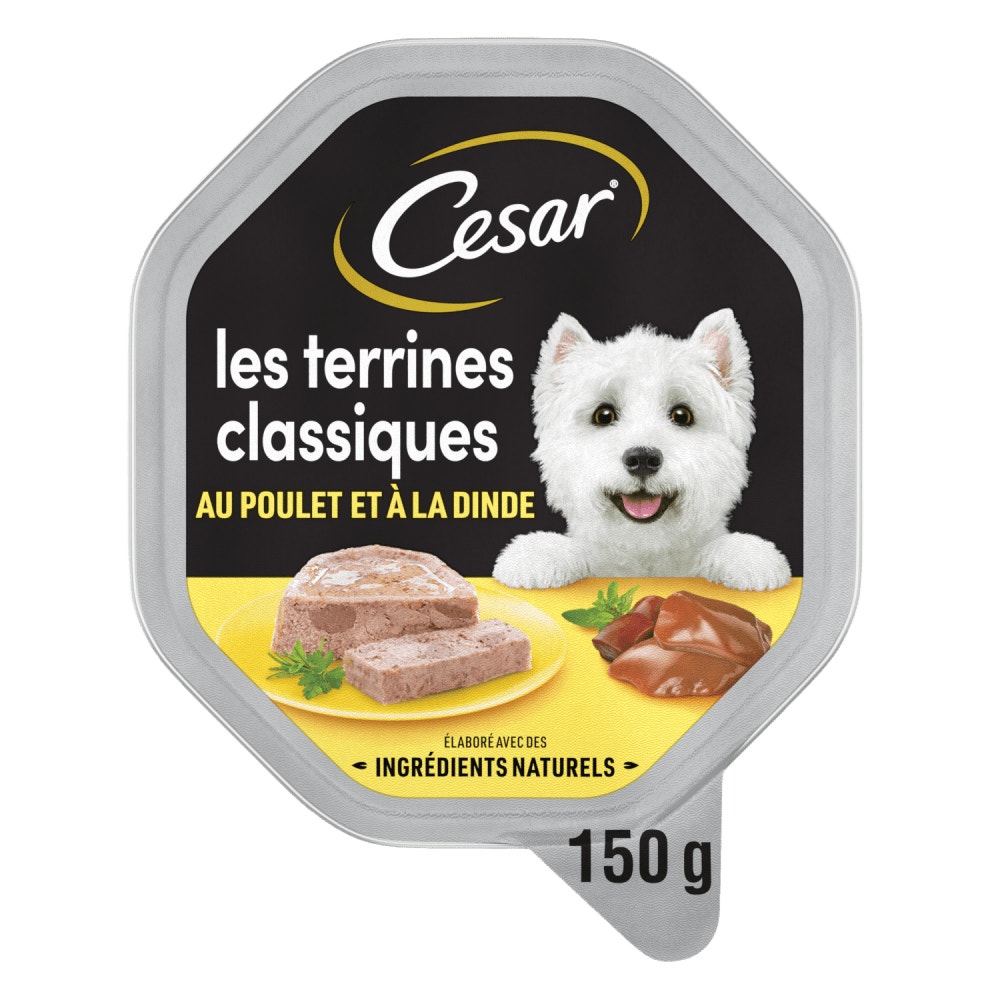 CESAR® Barquettes - Les Terrines Classiques Au Poulet Savoureux Et Au Foie 150g - 1