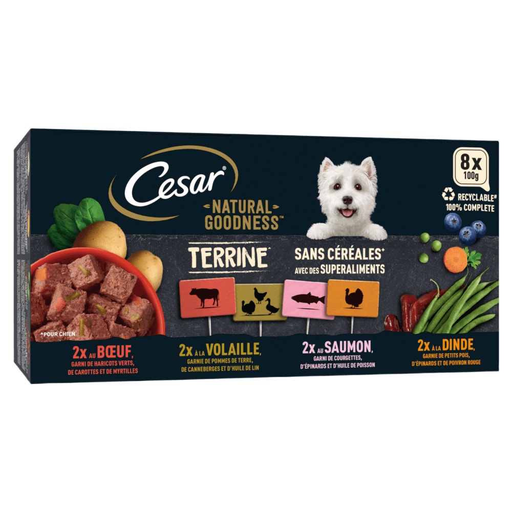CESAR® Barquette NATURAL GOODNESS™ Terrine 4 variétés 8x100g - 1