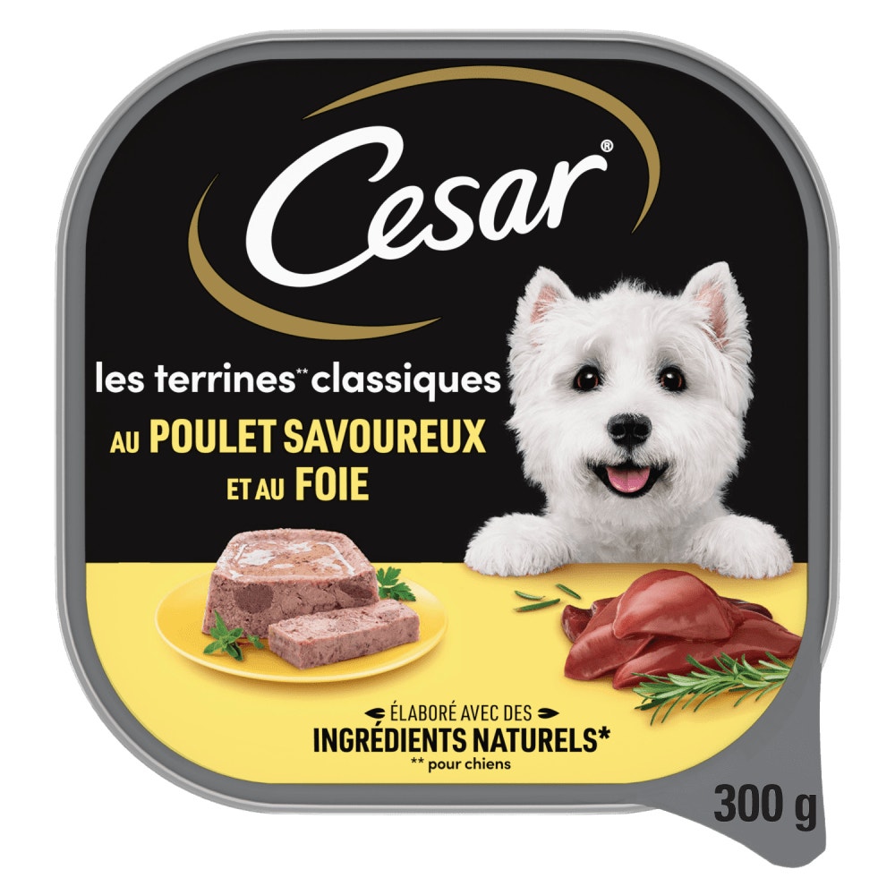 CESAR® Barquettes - Les Terrines Classiques Au Poulet Savoureux Et Au Foie 300g - 1