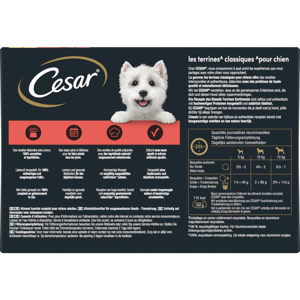 CESAR® Barquettes - Les Terrines Classiques 4 variétés 8 X 150g - 2