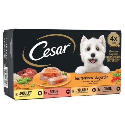 Barquettes - Les terrines du jardin pour chiens au cœur de légumes 4 x 150g